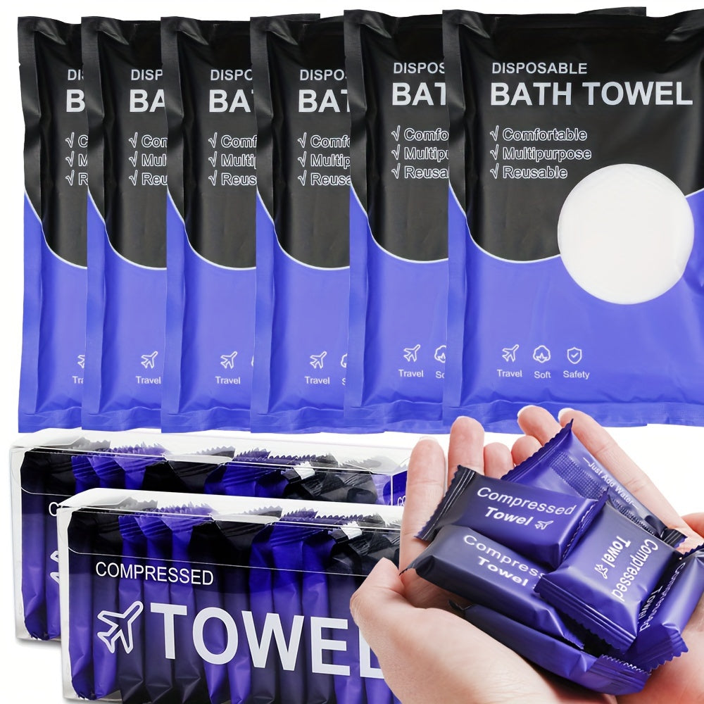 Compressed Towel Pack of 28, Portable Individually Wrapped Disposable Camping Towels, Compact Facial Cleansing Cloth for Outdoor Travel and Business Trips, Thickened Face Washcloth 9.45inch*11.81inch