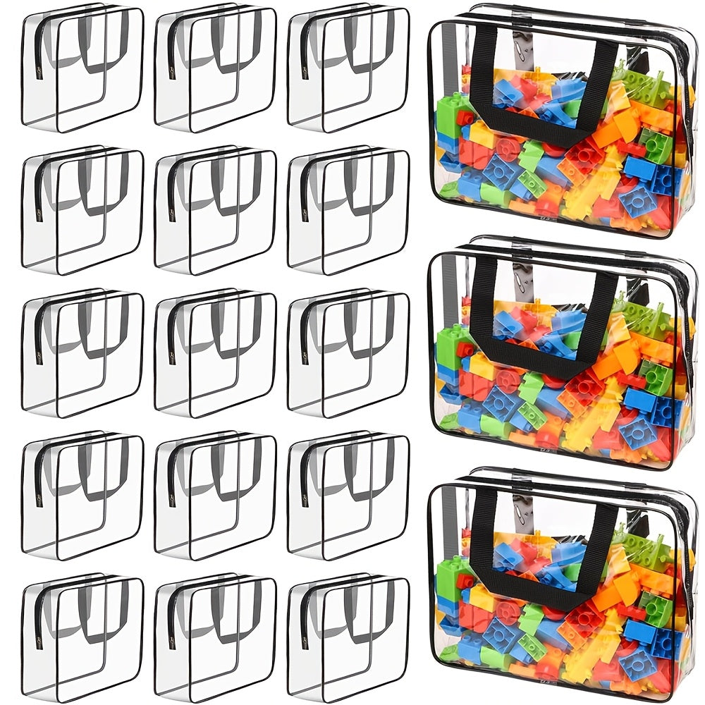 Transparent PVC Zipper Toy Storage Bag Reusable Travel Tote