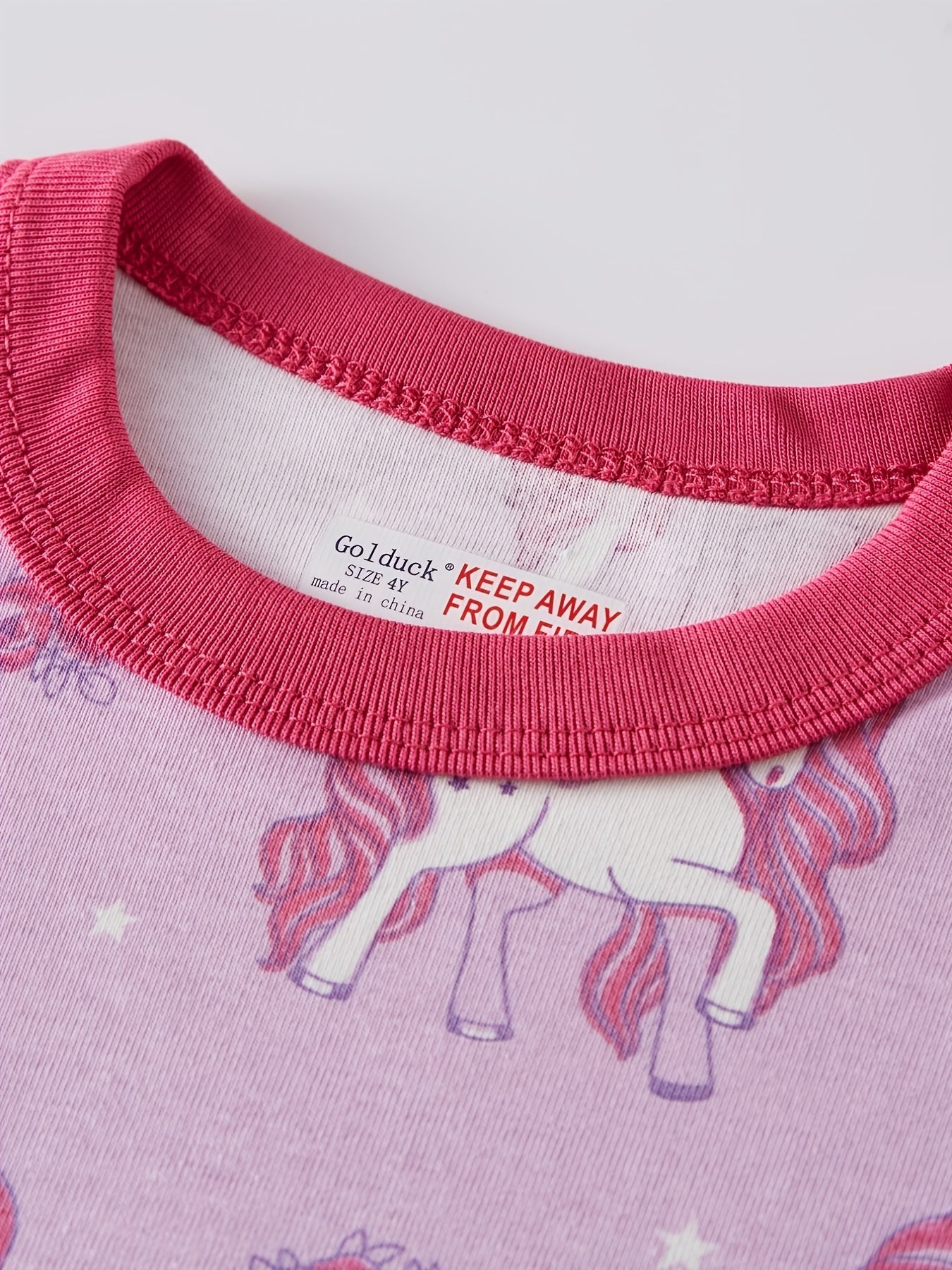 Youngsters'S Long-Sleeved Long-Pants Pajamas for Girls Aged 2-8 Years Old, Youngsters'S Tight-Fitting Pajamas, Air-Conditioned Clothes, Spring, Summer And Autumn New Light Purple Cute Cartoon Pony Unicorn Random Print Pattern