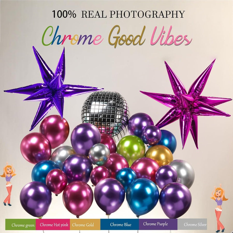 151pcs Disco Balloon Wreath Arch Set | Metal Disco Party, Exploding Star, 4D Ball, Galaxy K-pop Music Theme, Birthday, New Year, Prom Decoration, Emulsion Material, Mixed Colors