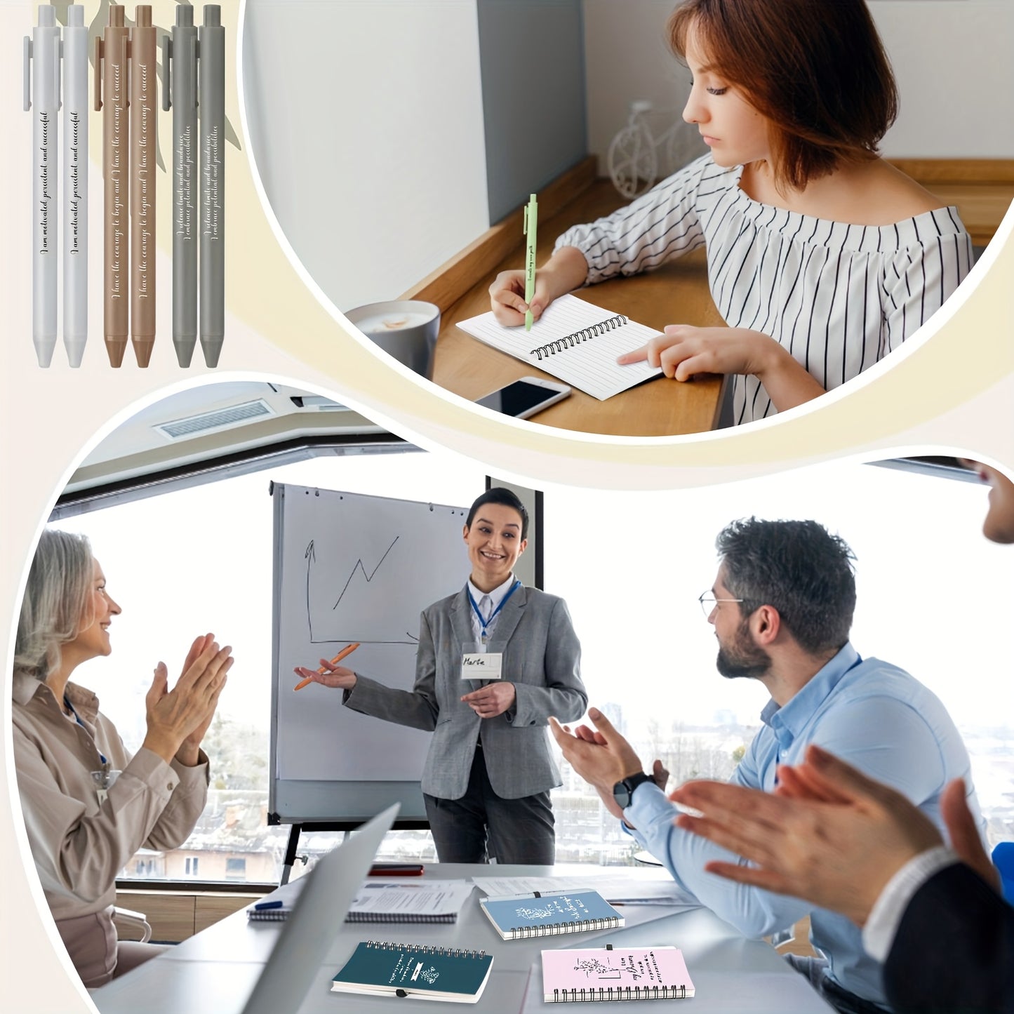 40 Sets/ 80pcs Inspirational Spiral Notebooks Thank You Bamboo Ballpoint Pens Bulk Motivational Journals Employee Appreciation Gifts Encouragement Gifts For Teacher Coworker Nurse