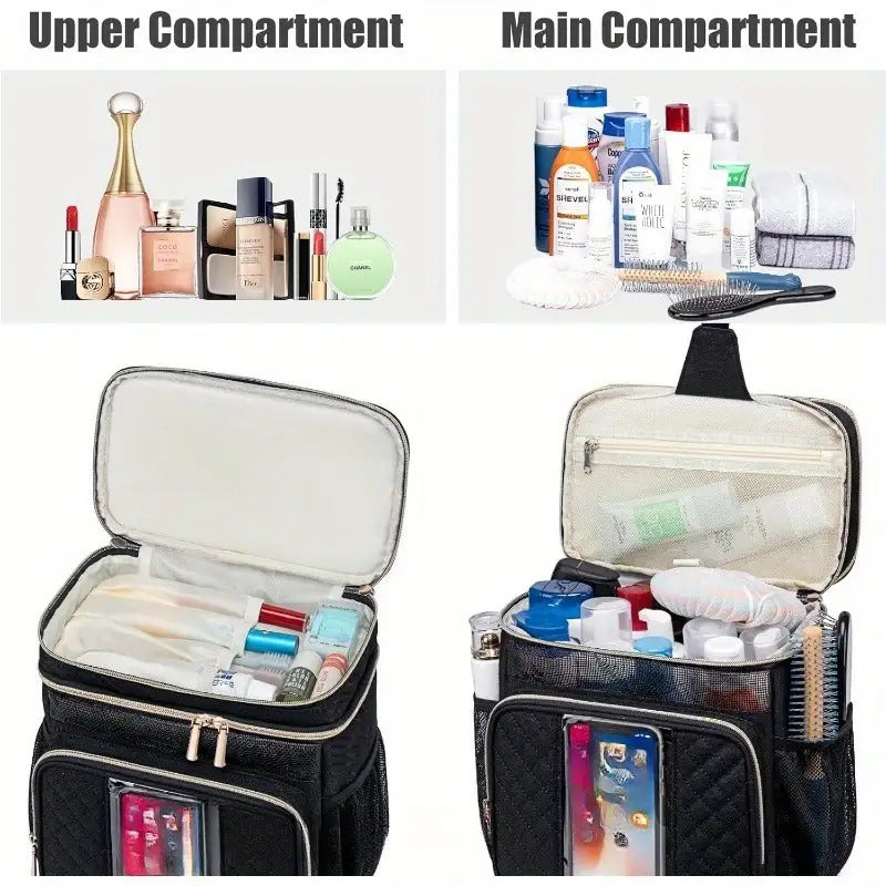 Large Capacity Nylon Toiletry Bag with Multiple Compartments- Heavy Duty Travel Organizer for Women and Men, Suitable for Gym, Camping, Cruise, Pink, Fitness Essentials, Compact Design, Durable Structure, College Students, To