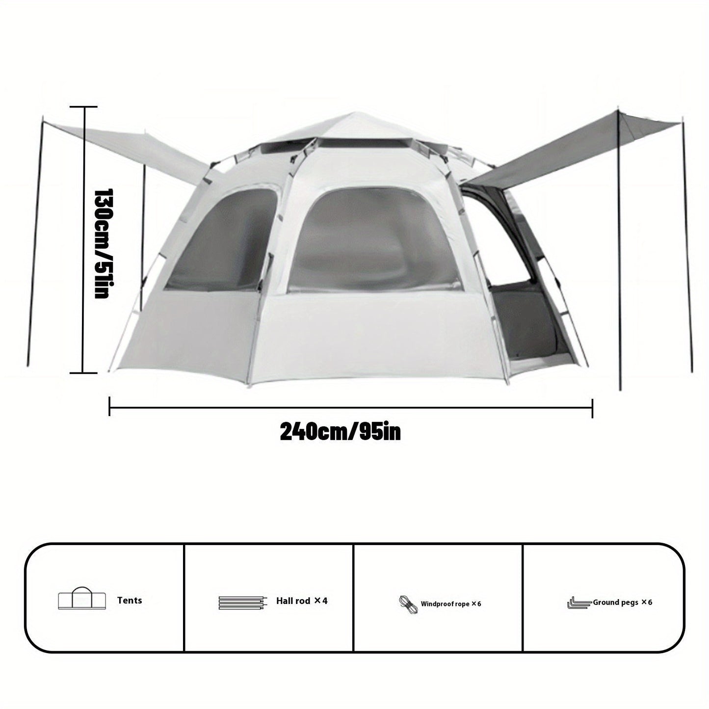 4-6 Person Camping High Quality, Windproof, And Tents, The Hexagonal Structure Is More Stable, Easy to Set Up, Lightweight Camping Tent, Carpa, Outdoor Essentials, Suitable for Family Travel, Outdoor Camping, Hiking Trips, Br