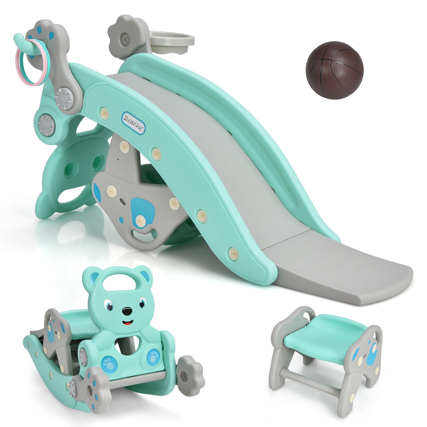 COSTWAY 6 In 1 Toddler Rocking Horse Slide Playset