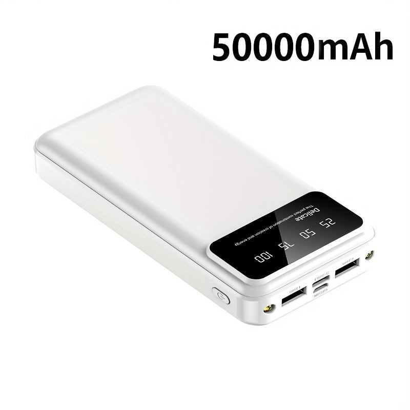 HINNEC 50000mAh Portable Power Bank with USB Type C LED Display and Flashlight for Outdoor Travel Emergency Backup