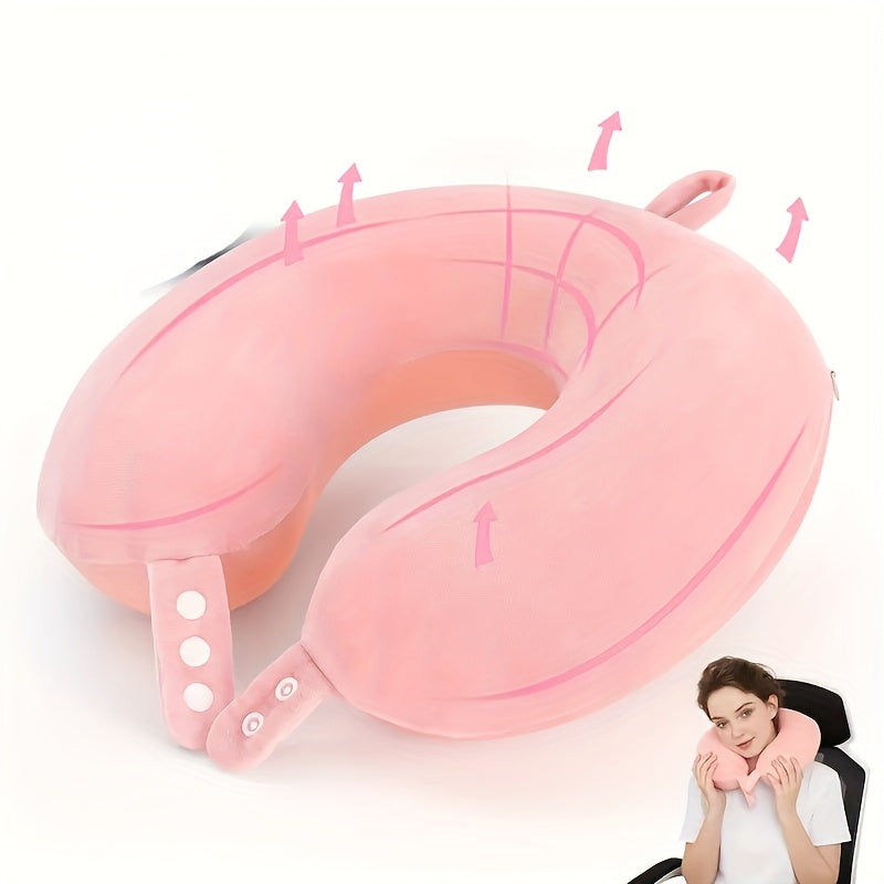 Adjustable Travel Pillow, Medium Soft U-shaped Head Support, Polyester Cover, Spot Clean, 100% Padding, Suitable for Sleeping, Airplane, Car And Home Use, Pillow for Airplane Travel, Ergonomic Travel Pillow, Wrap Around Trave