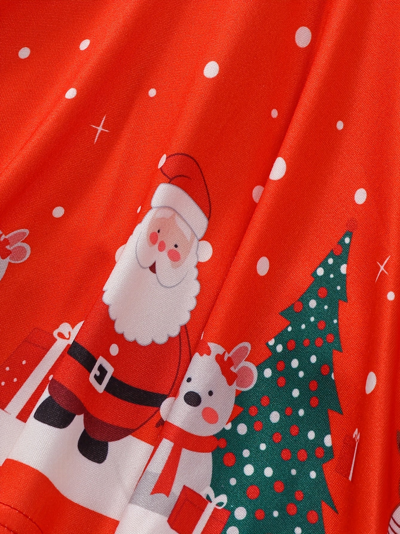 Toddler Girls Christmas Long Sleeve Dress With Snowman Reindeer Pattern