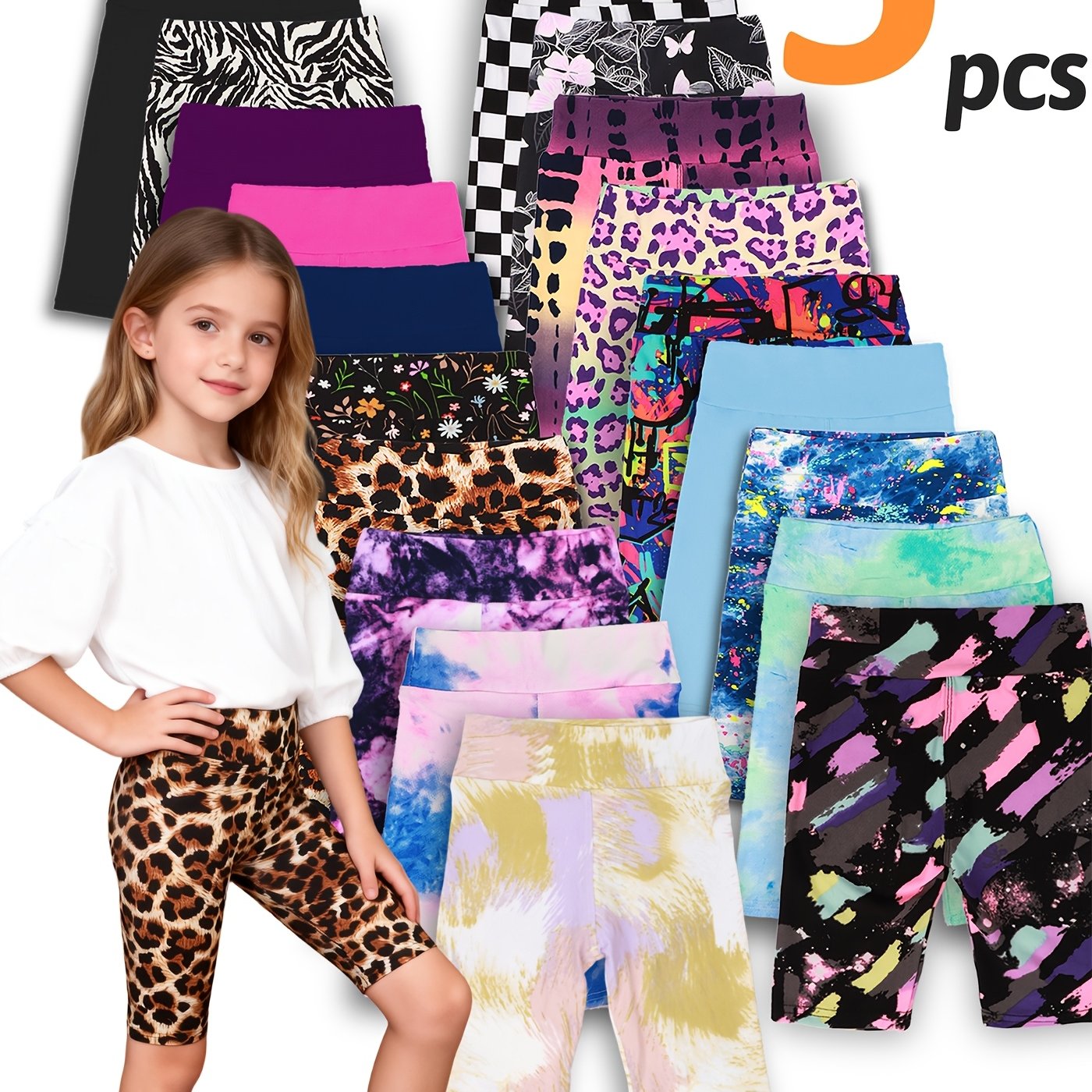 Girls Print Summer Knee High Shorts Regular Fit Soft Stretch