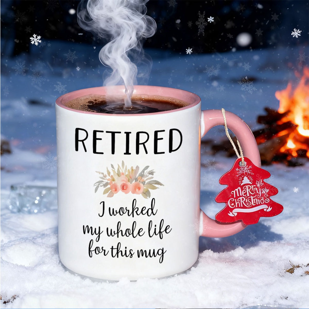 1pc 11oz Retired-Themed Mug with Retired Label & Coffee Bean Design - Dishwasher Coffee Cup for Retirees, Gift for Retiring Coworkers, Men & Women, Durable Retirement Party Accessories (Black/White)