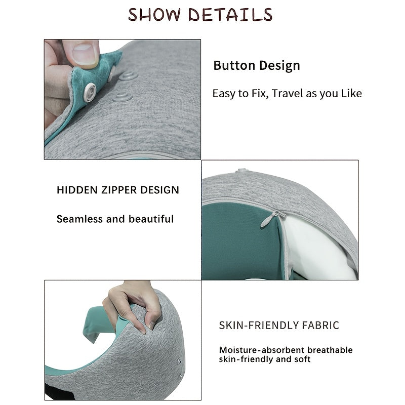 Adjustable 360° Airplane Neck Pillow with Earplugs & Eye Mask - Lightweight Breathable Travel Pillow for Long Flights, Airplane, Car & Office Use, Head Support for s &, Machine Washable (Multi-Color)