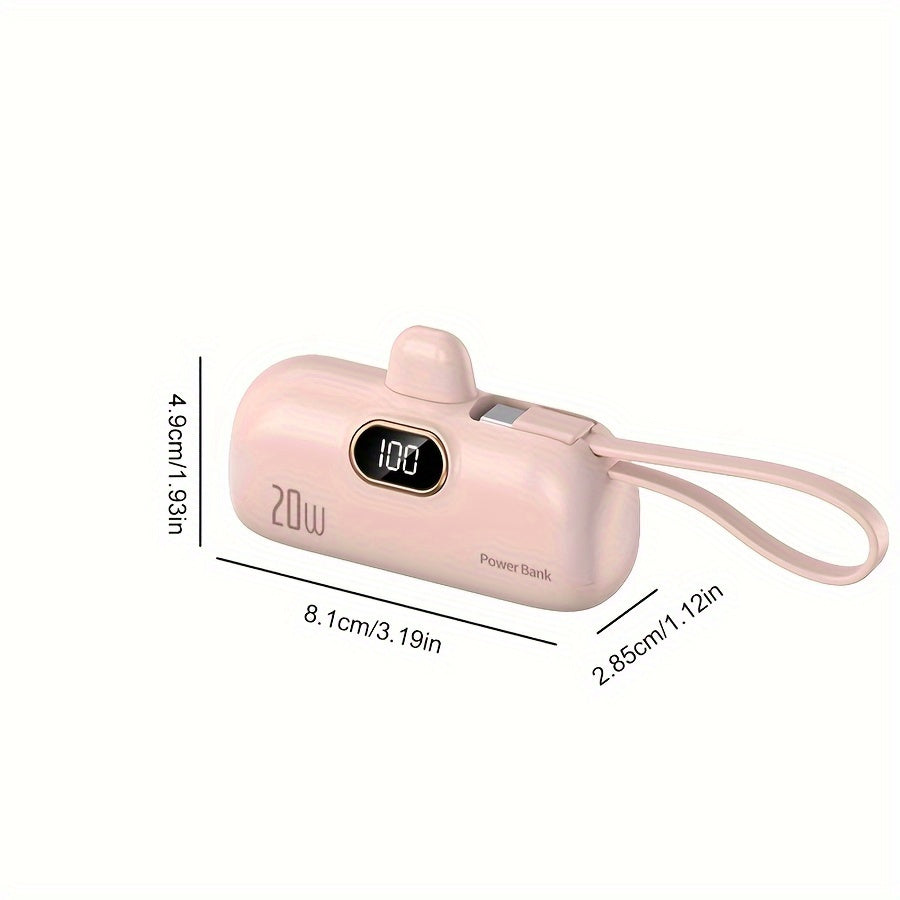 4pcs Portable Charger 5000mAh Power Bank PD Fast Charging Small Docking Battery with LED Display Compatible with Multipole Mobile Phones