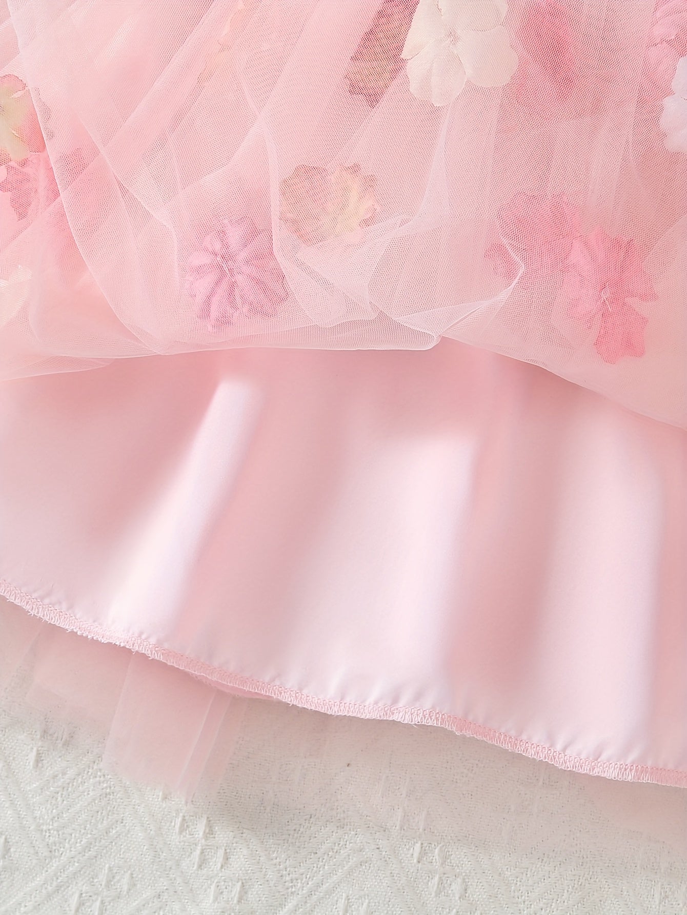 Hello Kitty Winter Party Dress For Girls 3D Flower Bow Print Pink Princess With Puffy Sleeves Machine Washable