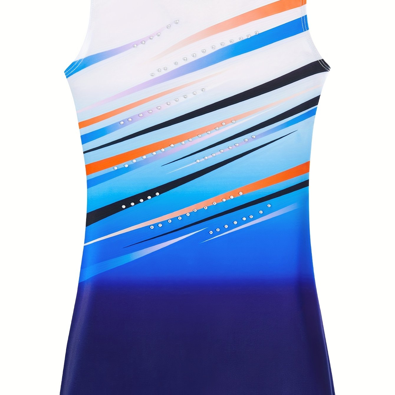 2 Piece Girls Gymnastics Leotards Hairband Sleeveless Unitard Gradient Sequin Design Rhinestone Embellishments Ages 3