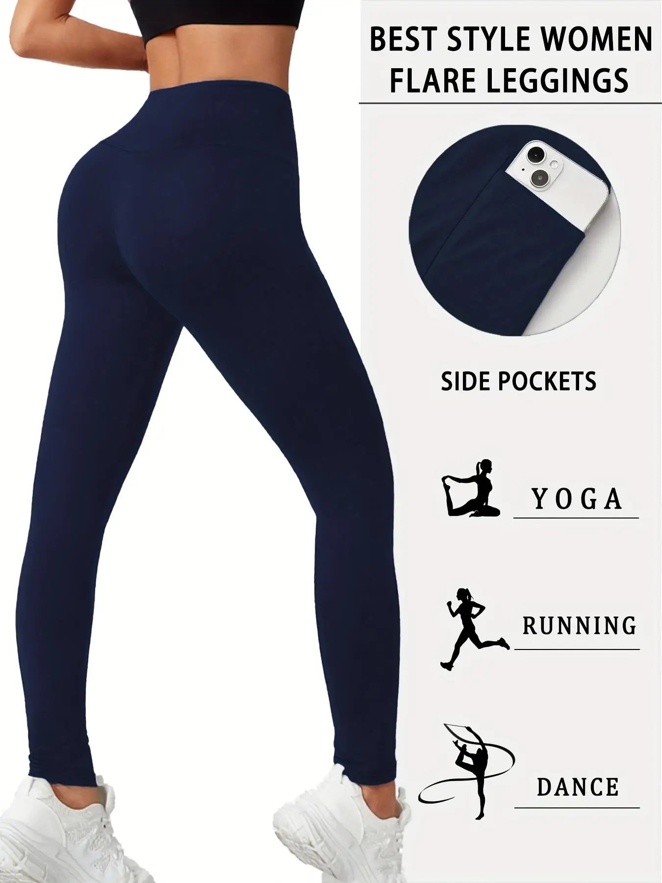 Women Fleece-Lined Yoga Pants With Pockets And Elastic Waist