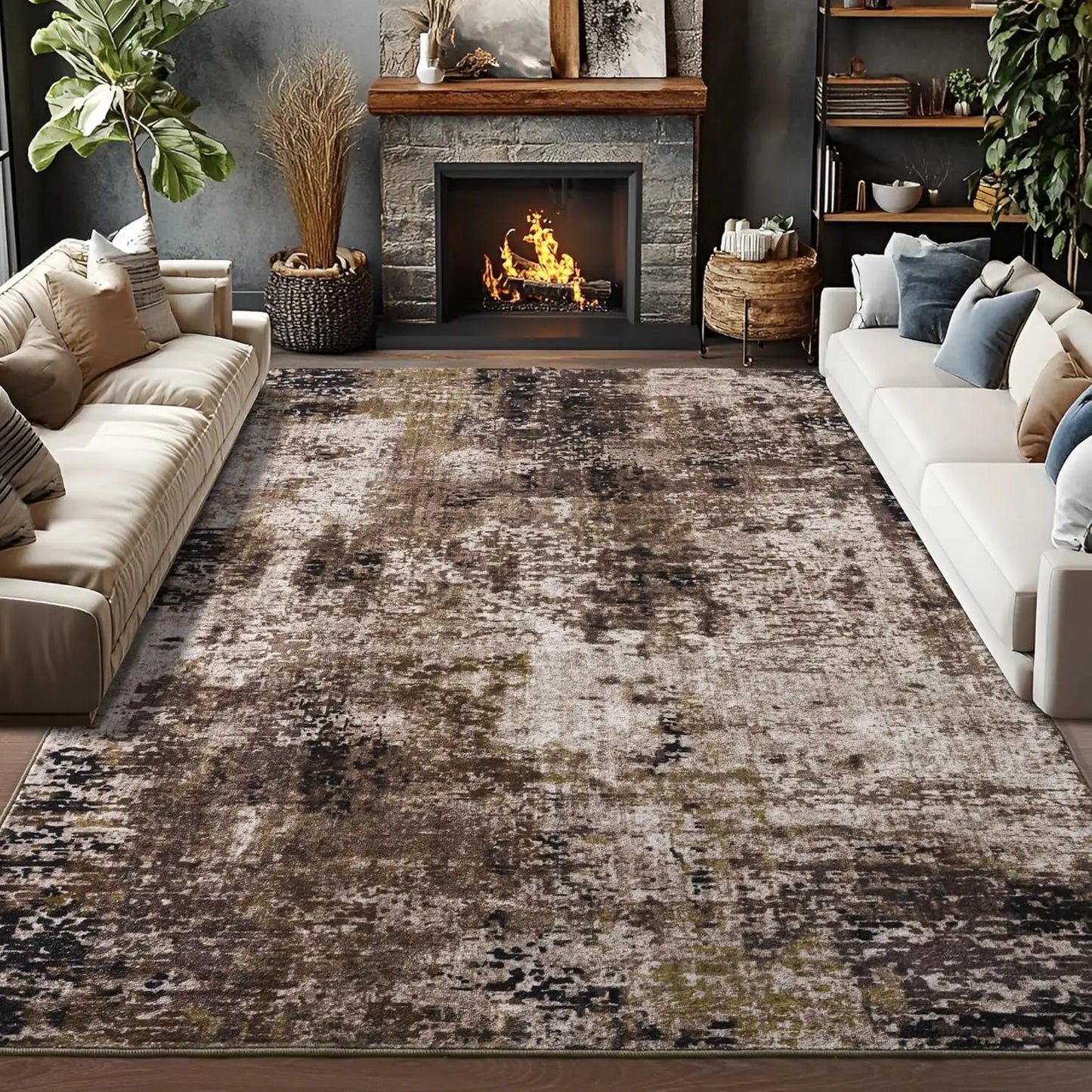 NoahasCN Modern Abstract Living Room Area Rug Non Slip