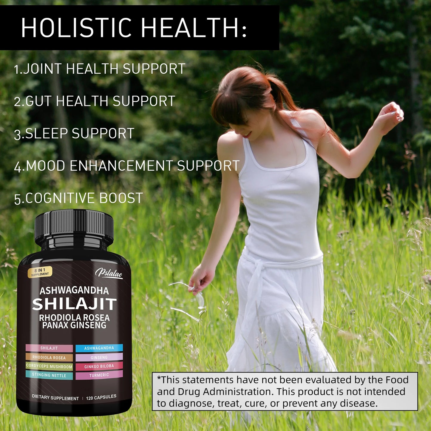 Shilajit, Ashwagandha, Rhodiola Rosea, Panax Ginseng - Boosts Energy and Endurance, Increases Muscle Mass - 120 Capsules