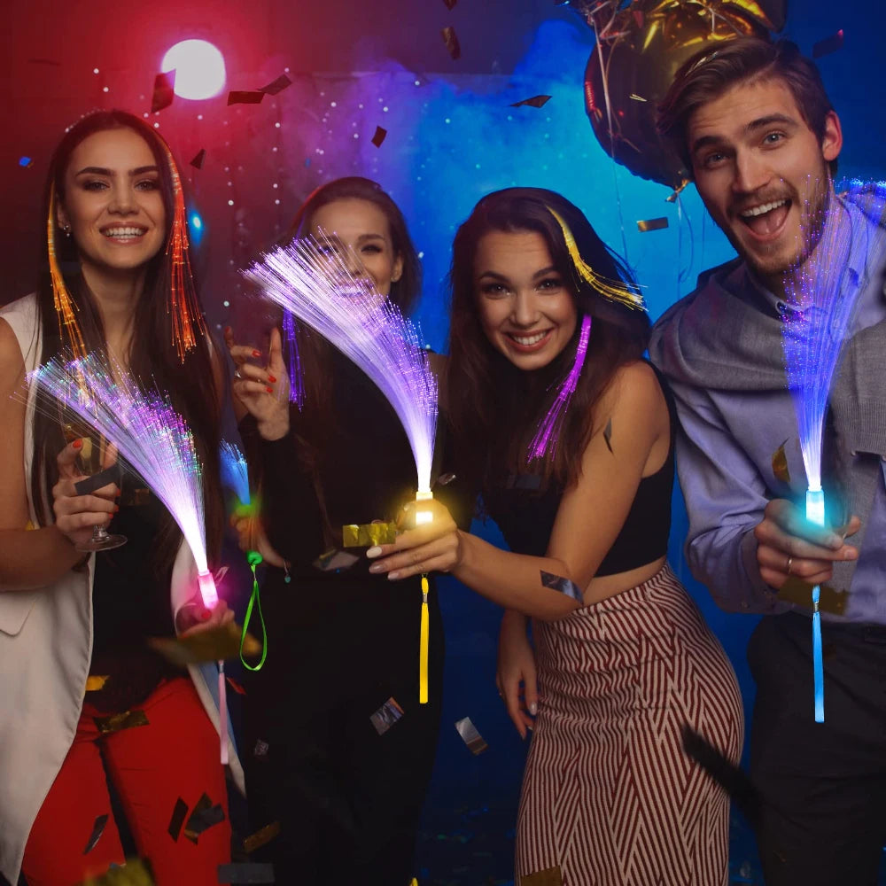 Colorful LED Glow Fiber Optic Sticks Party Wands For Events