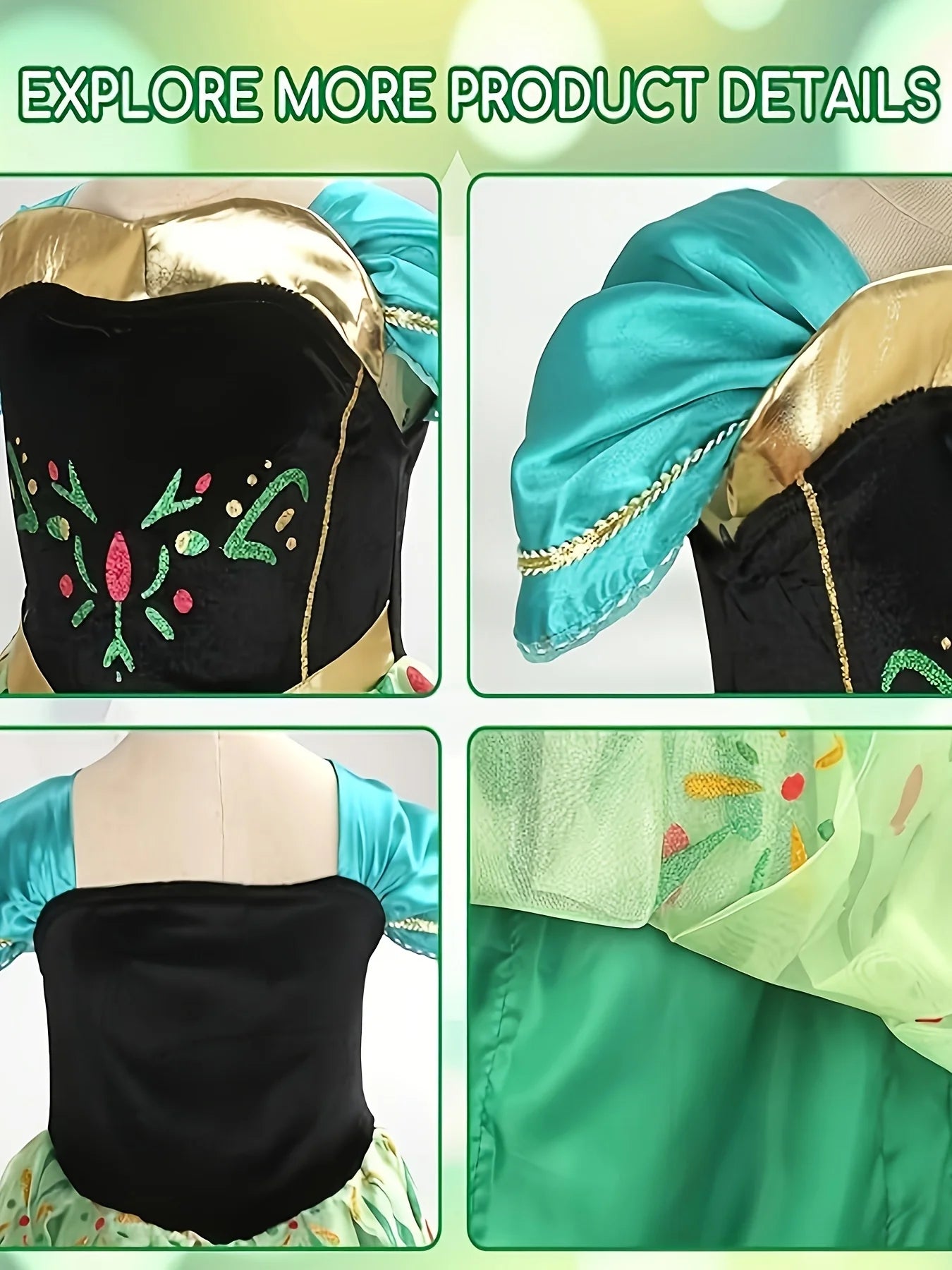 Glowing Green Light Up Princess Dress For Girls Ages 3 To 12 Sparkling Birthday Party Costumes Halloween Cosplay Gift