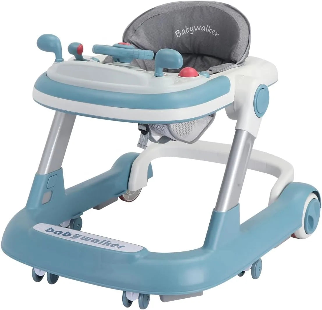 2 In 1 Baby Walker For Toddlers With Removable Feeding Tray And Music Tray Push Walker Foldable