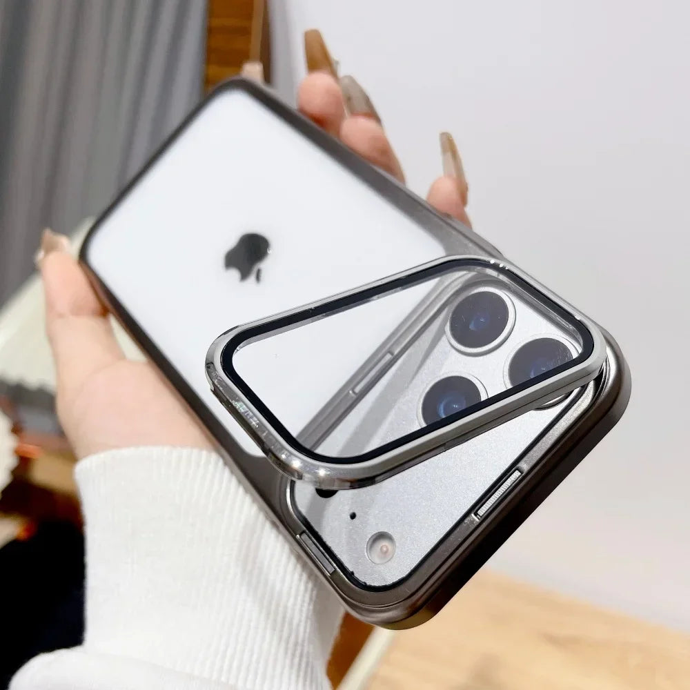 DANAISUFEI Fold Glass Camera Stand Case For iPhone 17 Series