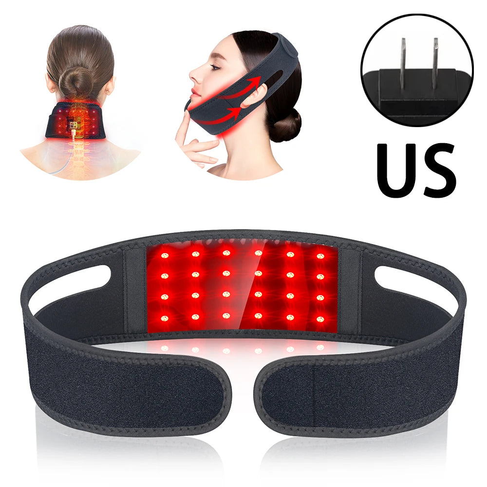 Red Light Therapy Infrared Therapy Lifting Firming Skin Chin Neck Home Use Neck Heating Belt Therapy Neck Pain Relief Wrap 660NM
