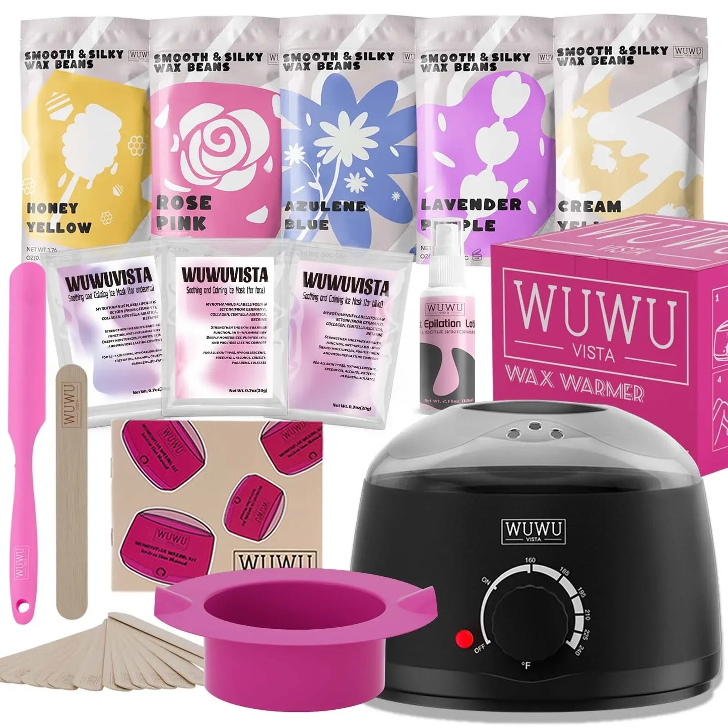 WUWUVISTA Waxing Kit 23 Piece Set With Wax Heater Included