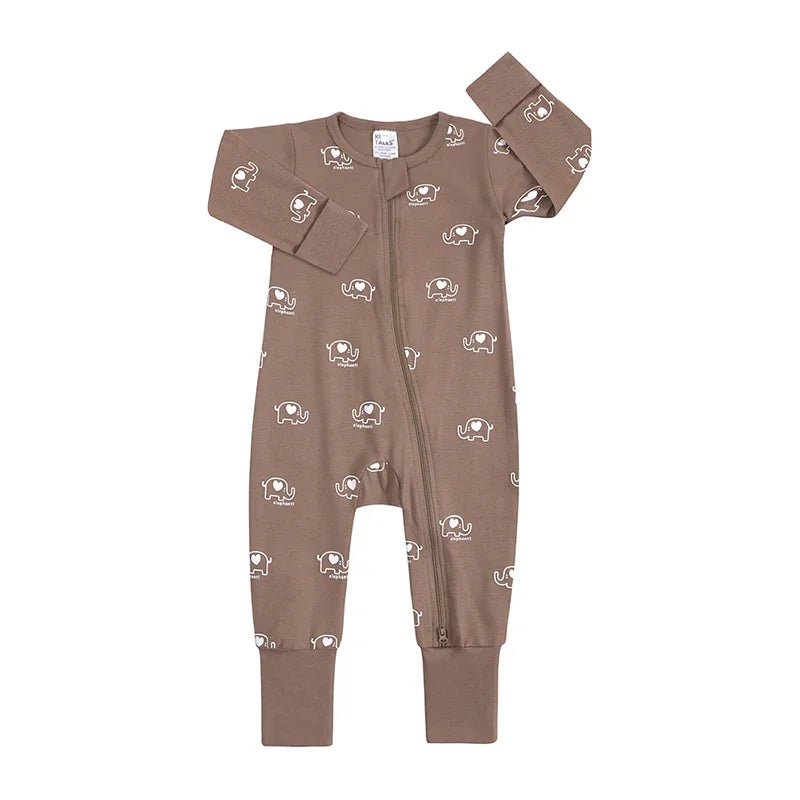 New Double Zipper Infant Baby Girl Boy Clothes Geometry Long Sleeve Cotton Baby Romper Clothing For Newborn Jumpsuit 0-24 Months