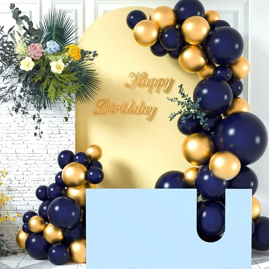 Navy Blue And Gold Balloons 65 Pieces 12 Inch For Anniversary Wedding New Year Birthday Party Graduation Decor