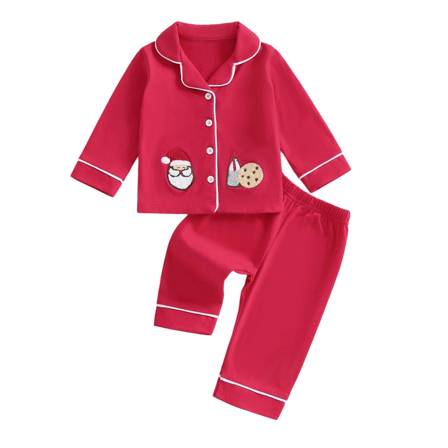Infant Two Piece Christmas Pajamas Set With Reindeer Print Long Sleeve Top And Matching Pants For Baby Sleepwear