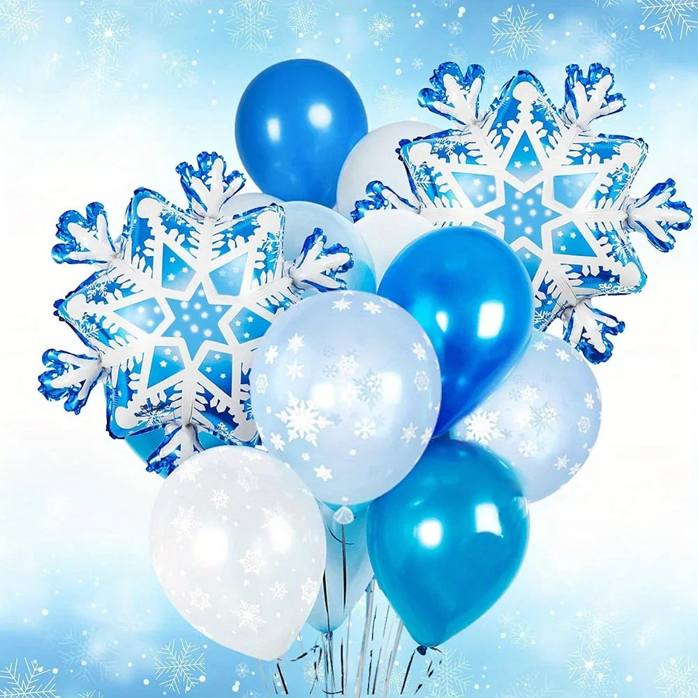 136pcs Snow and Ice Themed Latex Balloon Set for Winter Party Decorations Christmas Holiday Celebration
