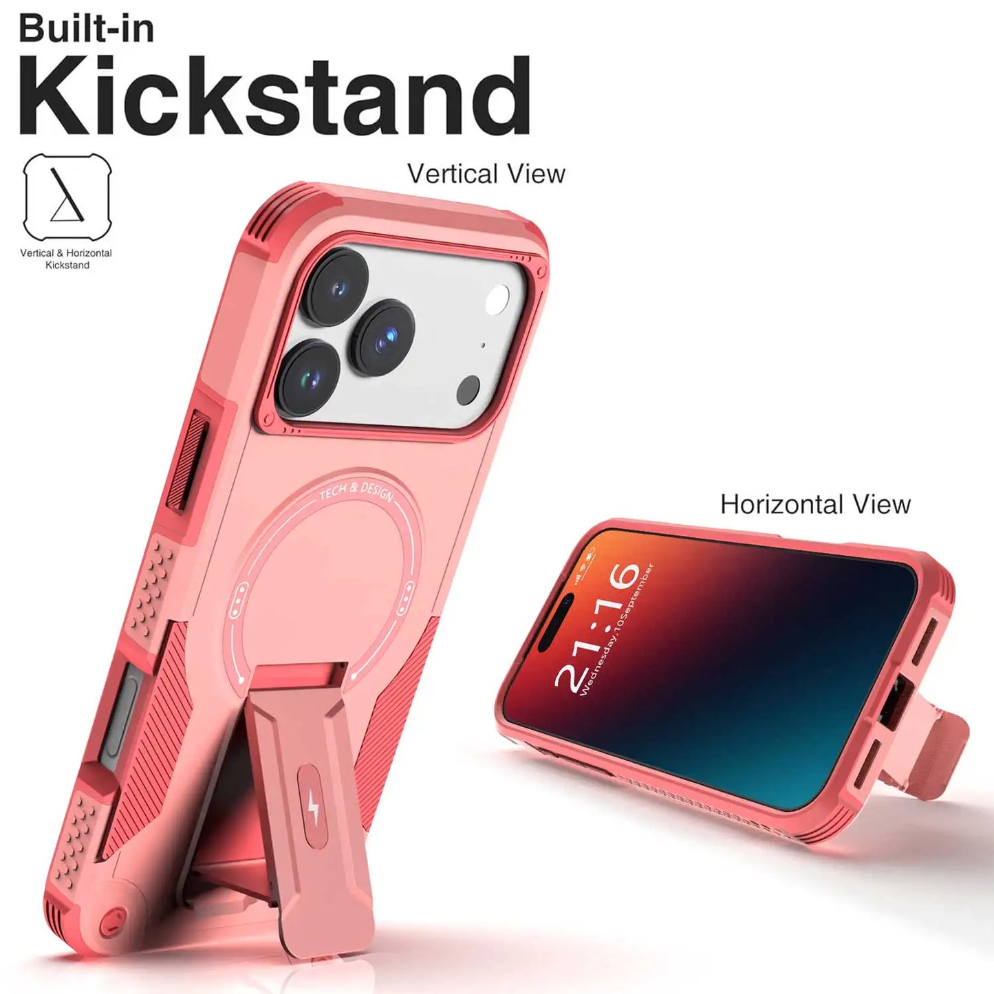 Design iPhone 17 Series Hybrid Rugged Case With Kickstand