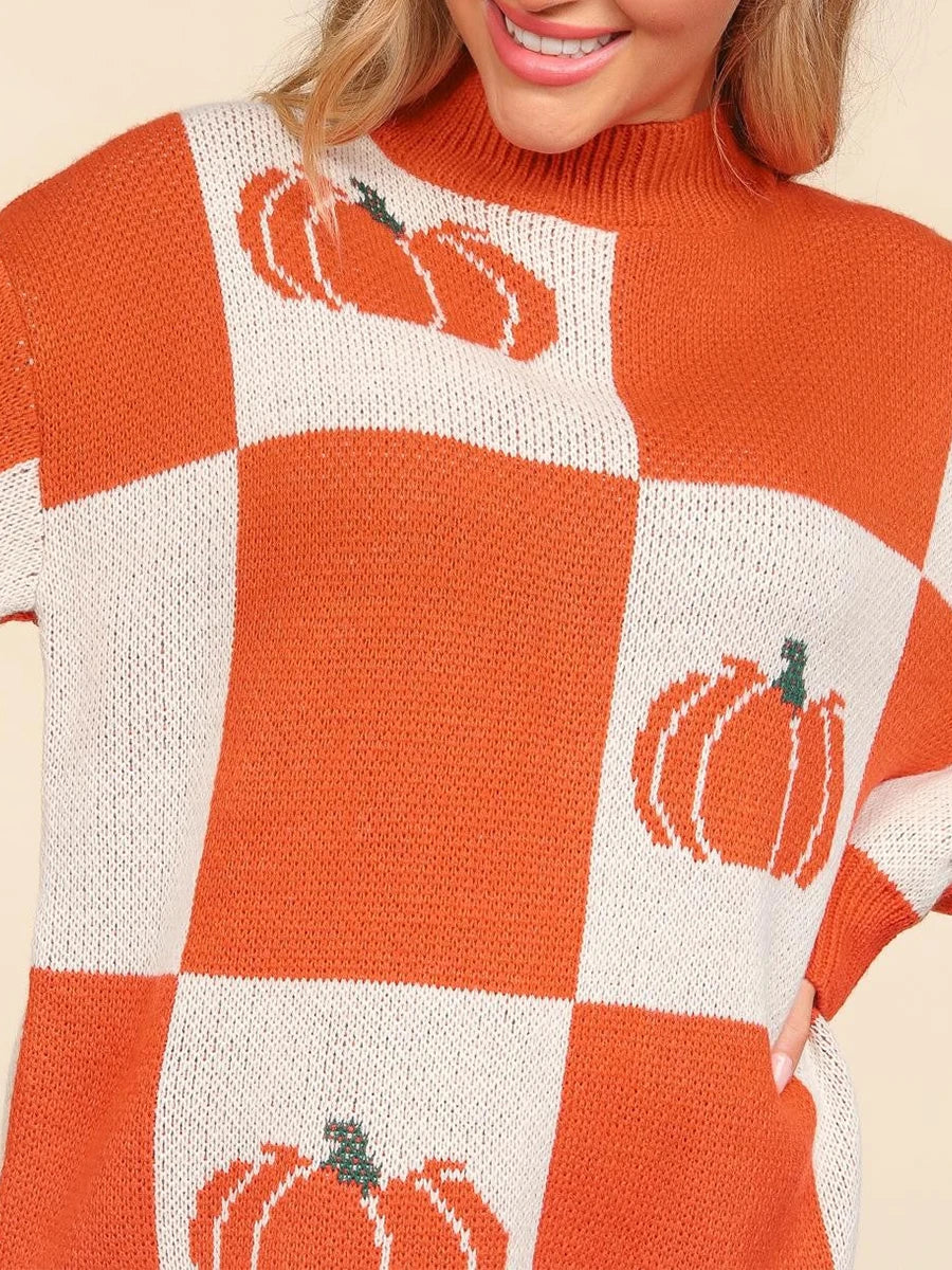 Goocheer Cat Themed Striped Knit Sweater Turtleneck