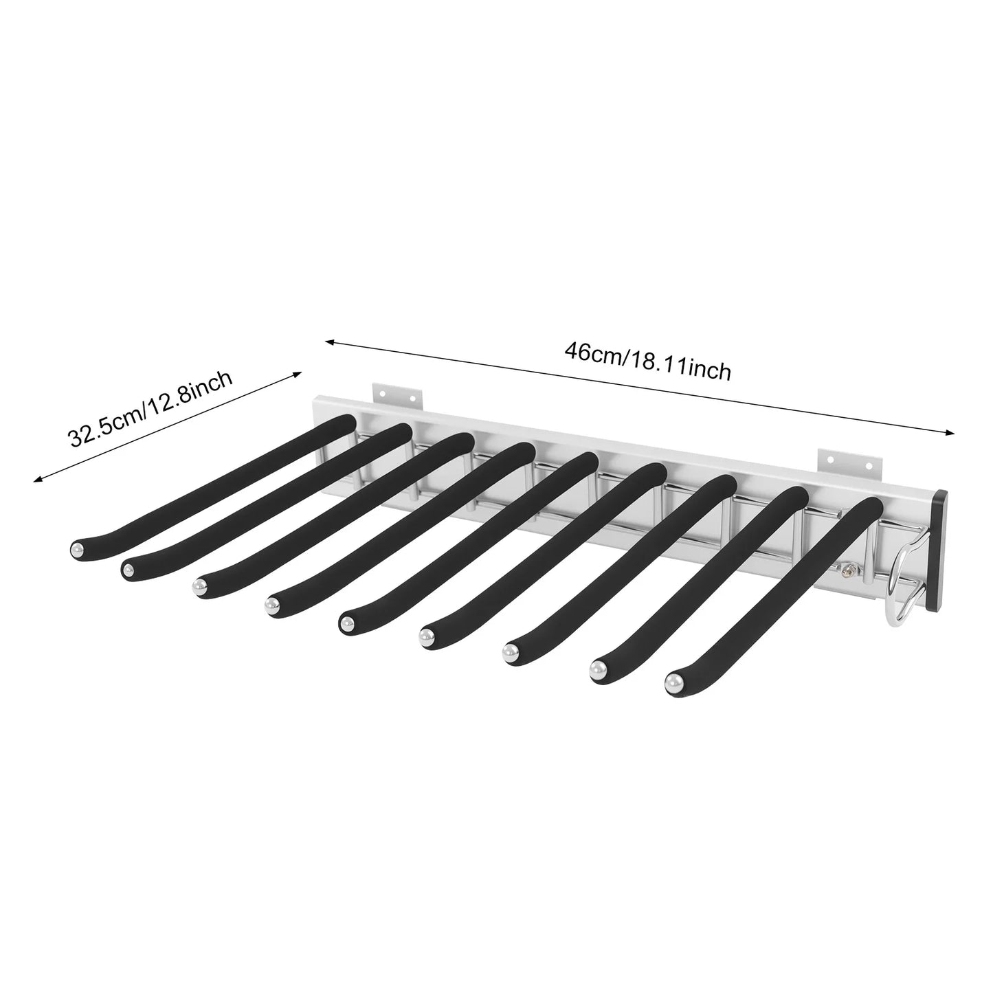 9-Rod Side Mounted Trouser Hanger, 35 lbs Pull Out Trousers Rack, Sliding Pants Rack W/ Flocked Bars for Pants, Ties