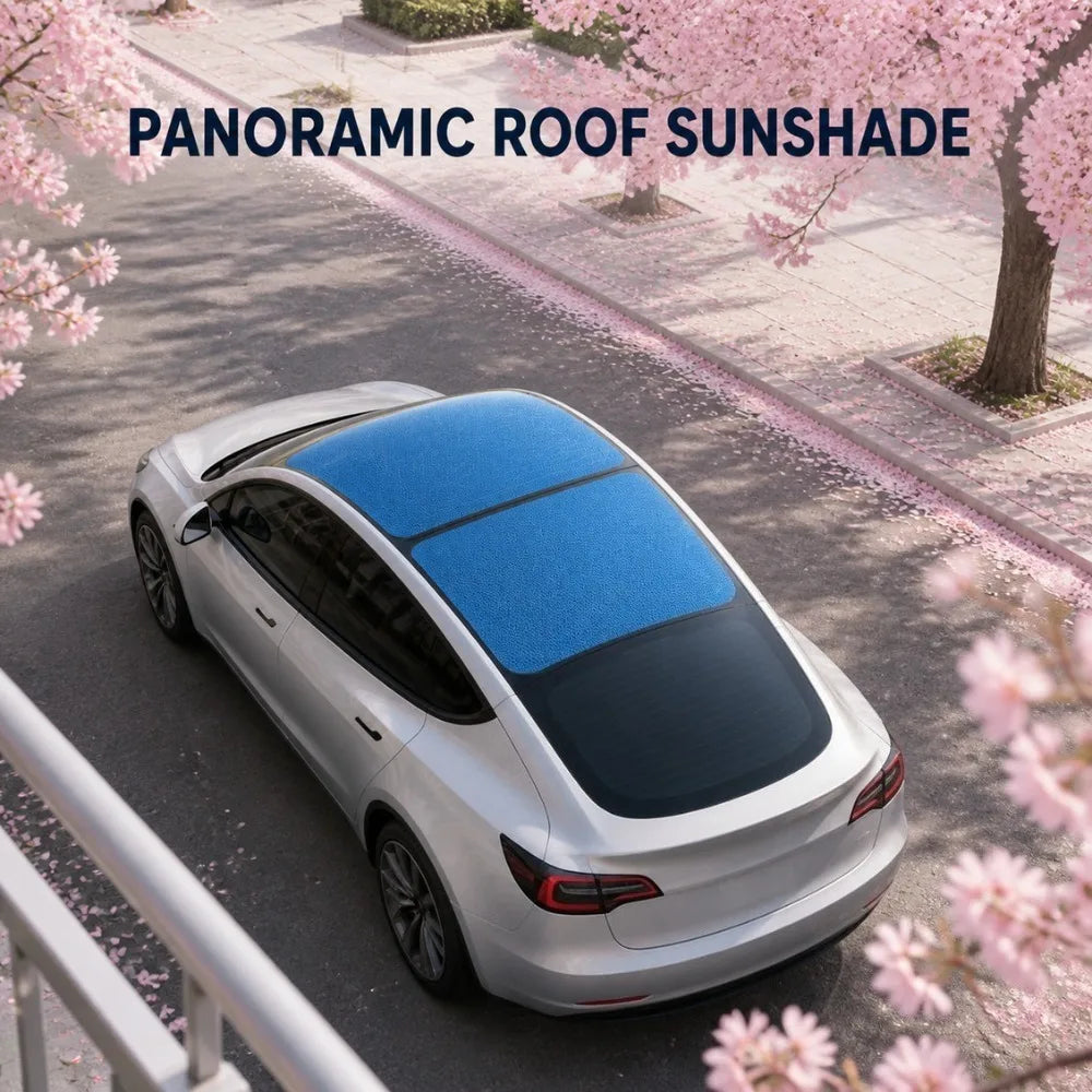 Ice Blue Roof Sunshade for Tesla Model 3 2017-2026 – Panoramic Glass Roof Sun Protection Cover, Interior Shade with Storage Bag
