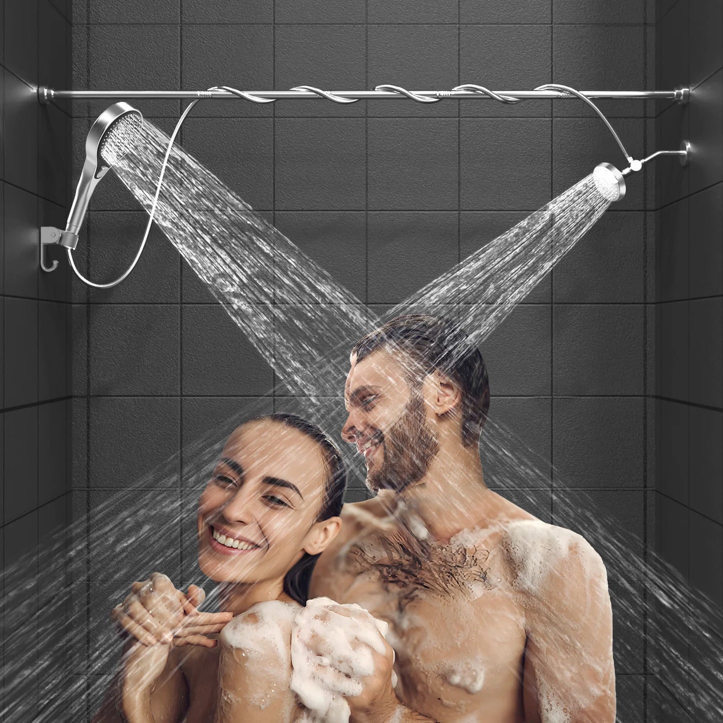 Tandem Dual Shower Head for Couples High Pressure