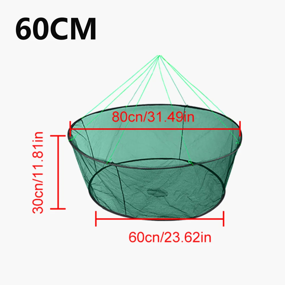 Portable Foldable Fish Net Net Folded Fish Mesh Baits Trap Cast Crab Shrimp Cage Fishing Gadgets Mesh Fish Tool