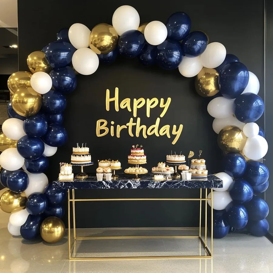 135Pcs Navy Blue Balloons Set for Garland Arch Decorations at Graduation and Birthday Parties 18 12 10 and 5 Inches