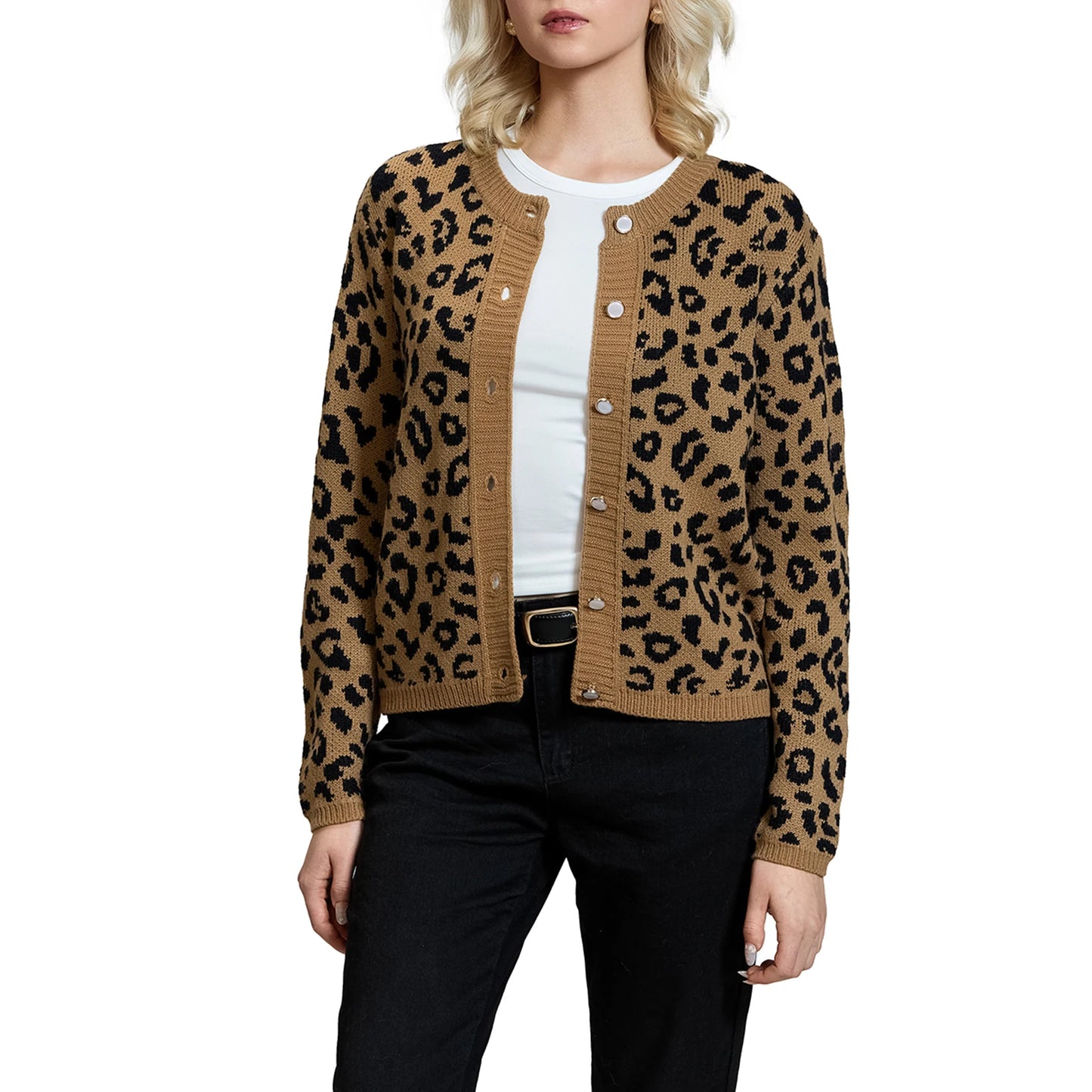 Women's Long Sleeve V Neck Button Down Cardigan Sweater With Pockets Cozy Fall Knit Jacket In Solid Color