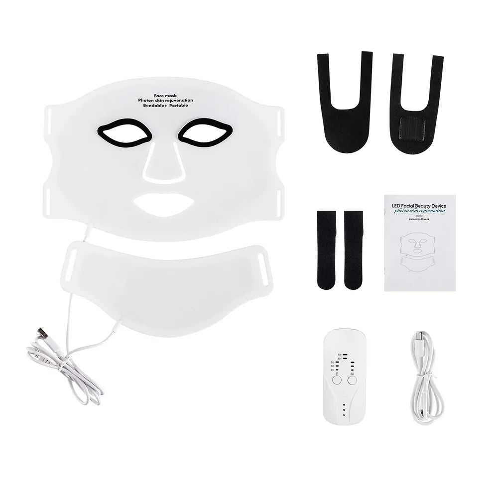 Silicone LED Mask Face With Neck 7 Colors LED Light Photon Therapy Anti Aging Rejuvenation Brighten Repair Skin Wireless Use