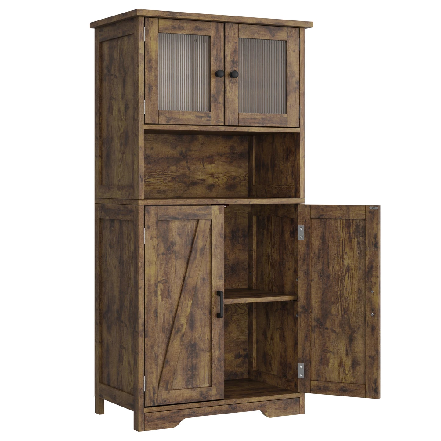 HobbyLane Free Standing Kitchen Pantry Cupboard with Four Doors