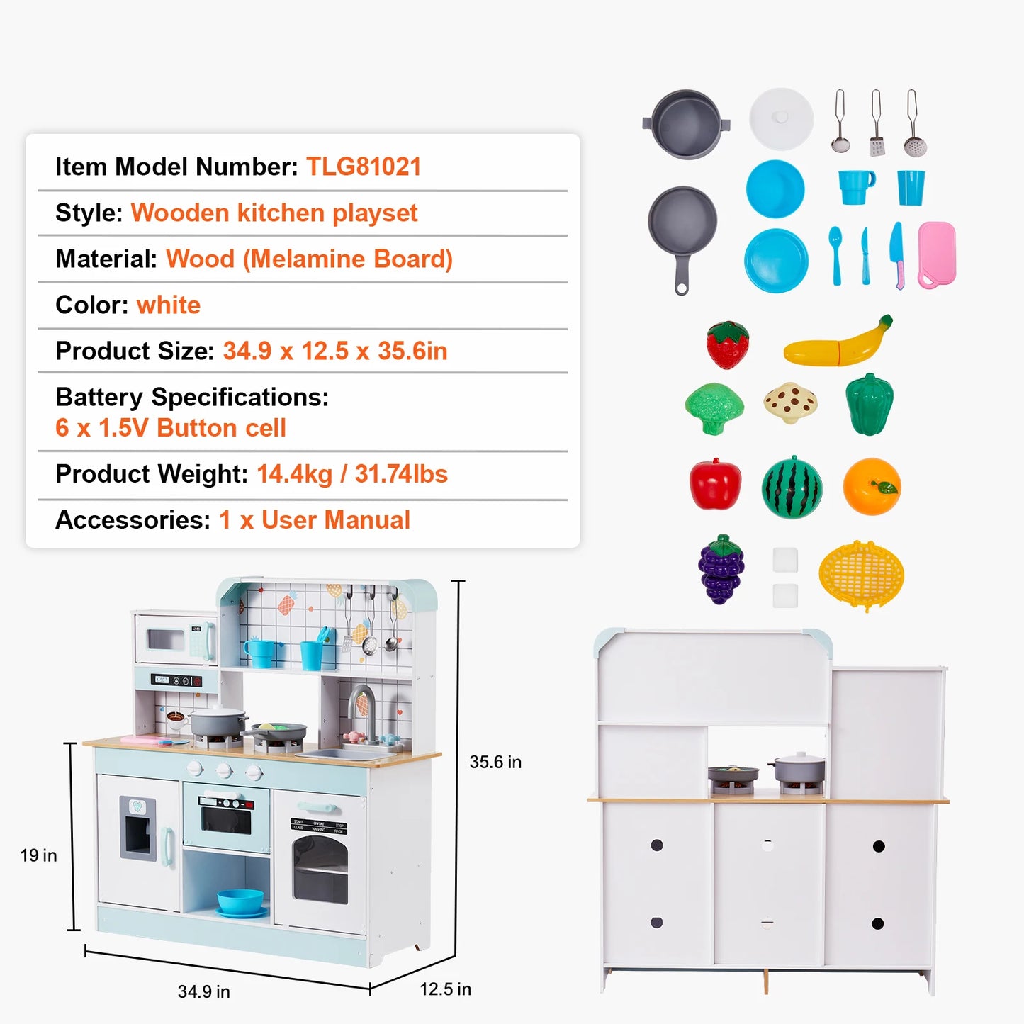 SucceBuy Pretend Cooking Toy Kitchen Set With Lights And Sounds