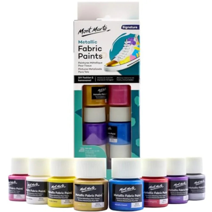 Permanent Fabric Paint Set 8 x 20ml Vivid Colours for Textile, Fabric, T-Shirt, Canvas, Wood, Ceramic, Glass