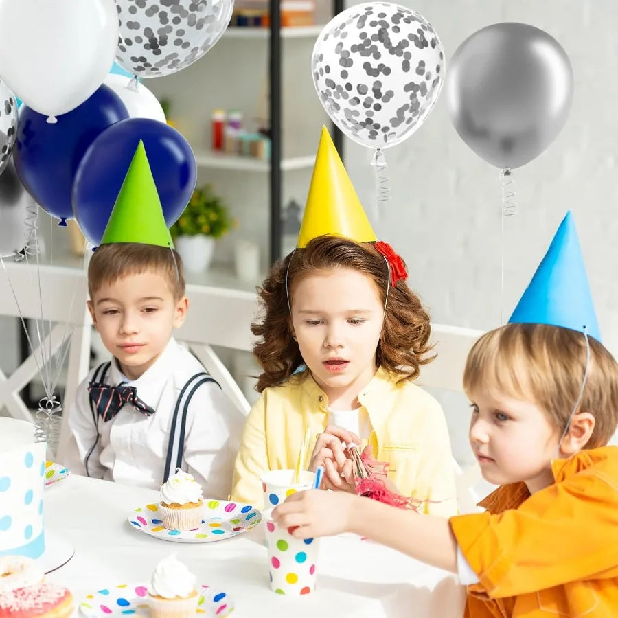 60 Packs Navy Blue And White Confetti Balloons 12 Inch For Baby Shower Birthday Graduation Party Decoration