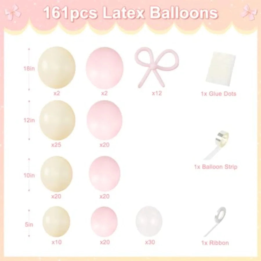 Pearl Balloon Arch Garland Kit With Coquette Bows For Weddings