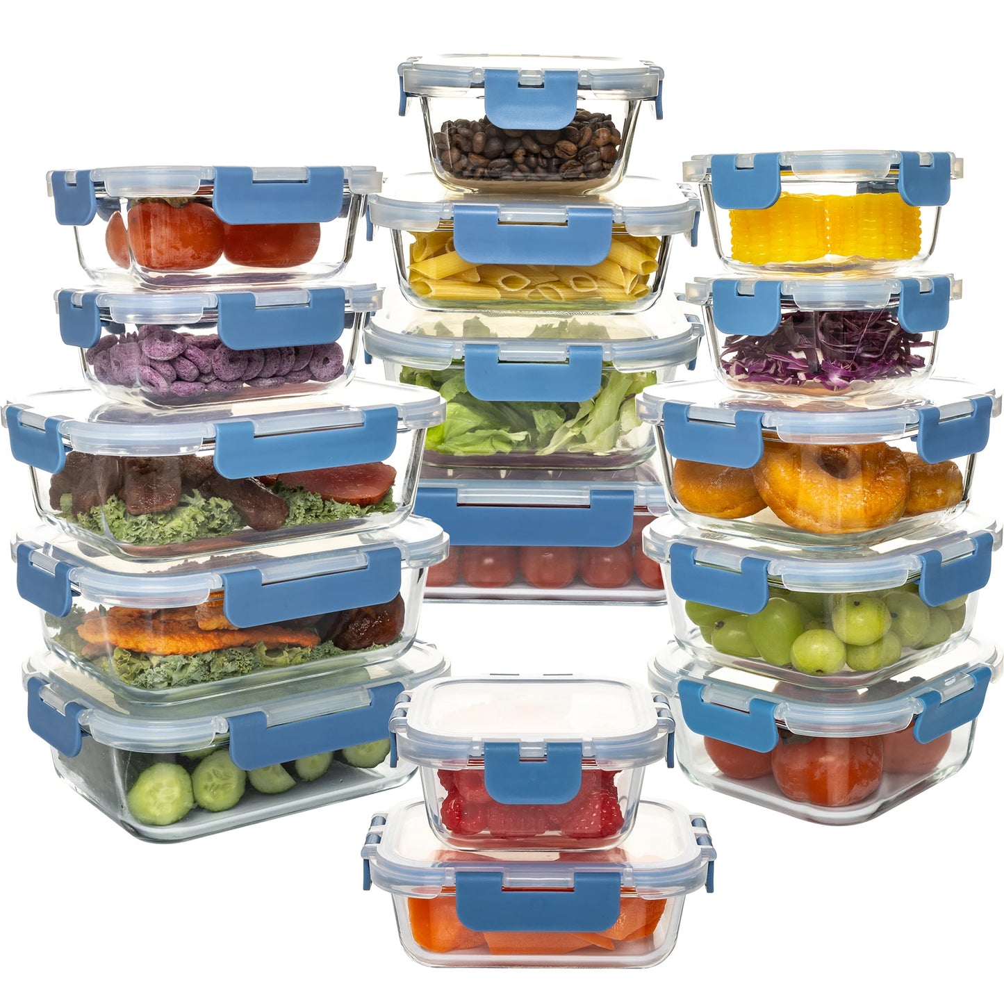 16-Piece Glass Food Storage Containers Set Leakproof Airtight BPA-Free