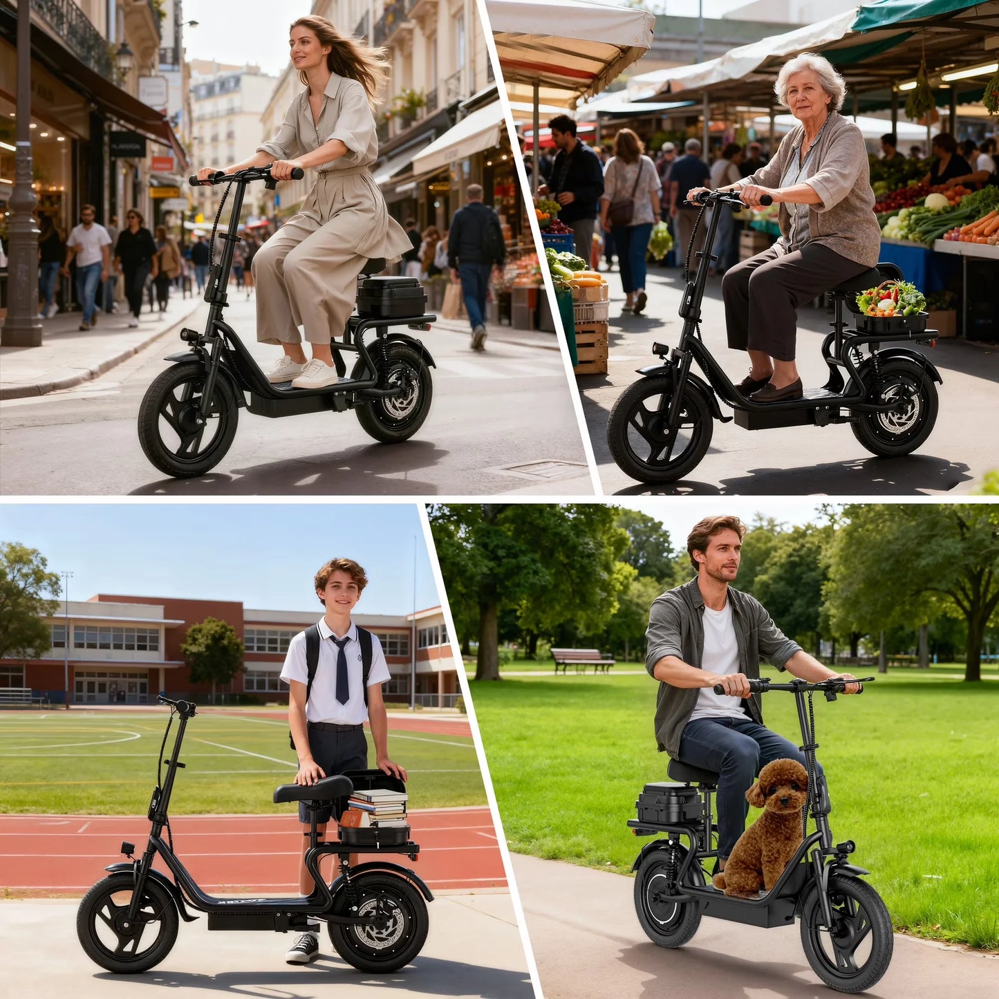 14inch Electric Scooter for Adults,Up to 22Mph Max Speed, 500W Motor, 28 Miles Max Range, Folding E-Bike with Dual Suspension