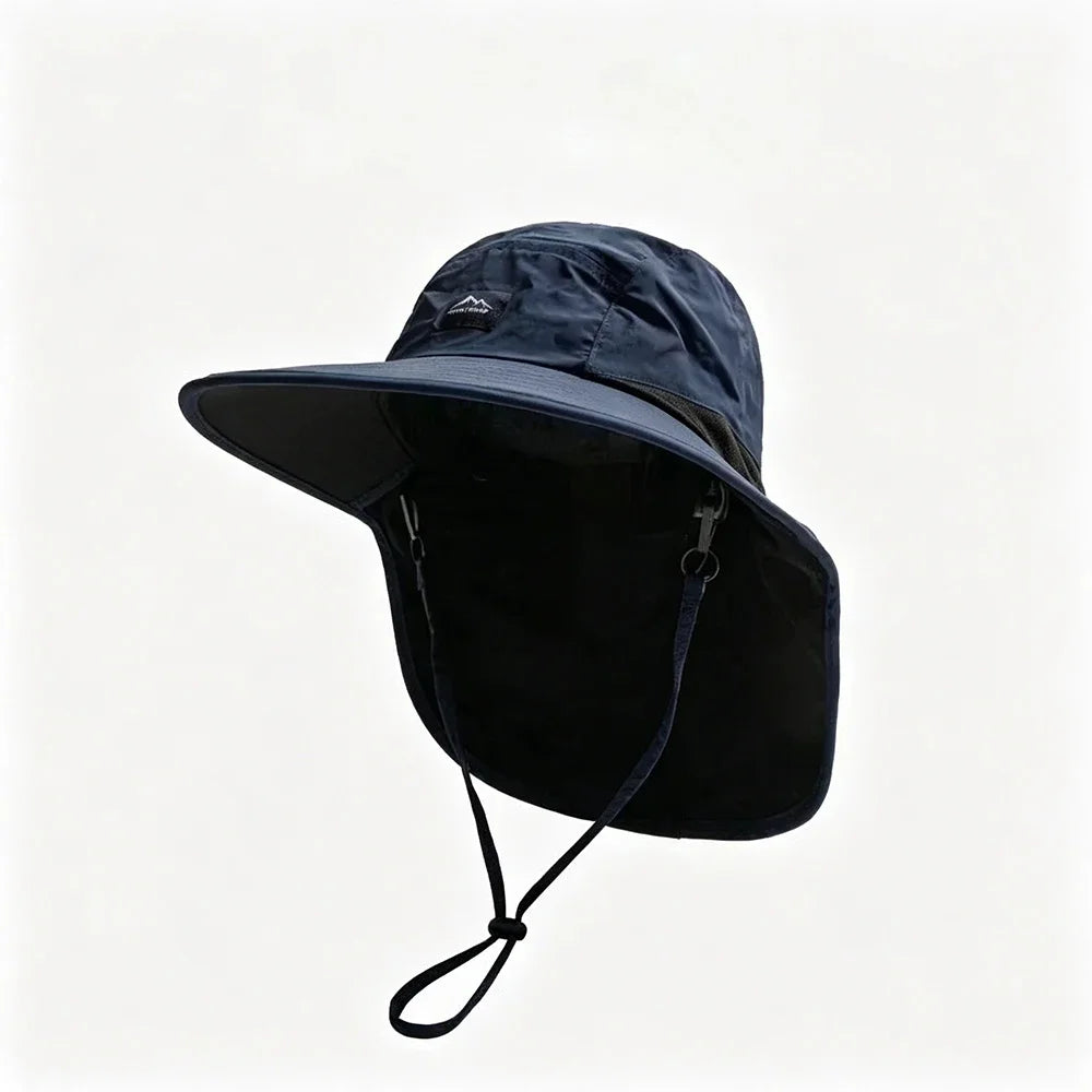 Summer wide brim waterproof quick-drying Panama hat, outdoor sun hat, bucket hat, mesh breathable sun hat, men's sports hiking hat, suitable for outdoor fishing, hiking and camping unisex