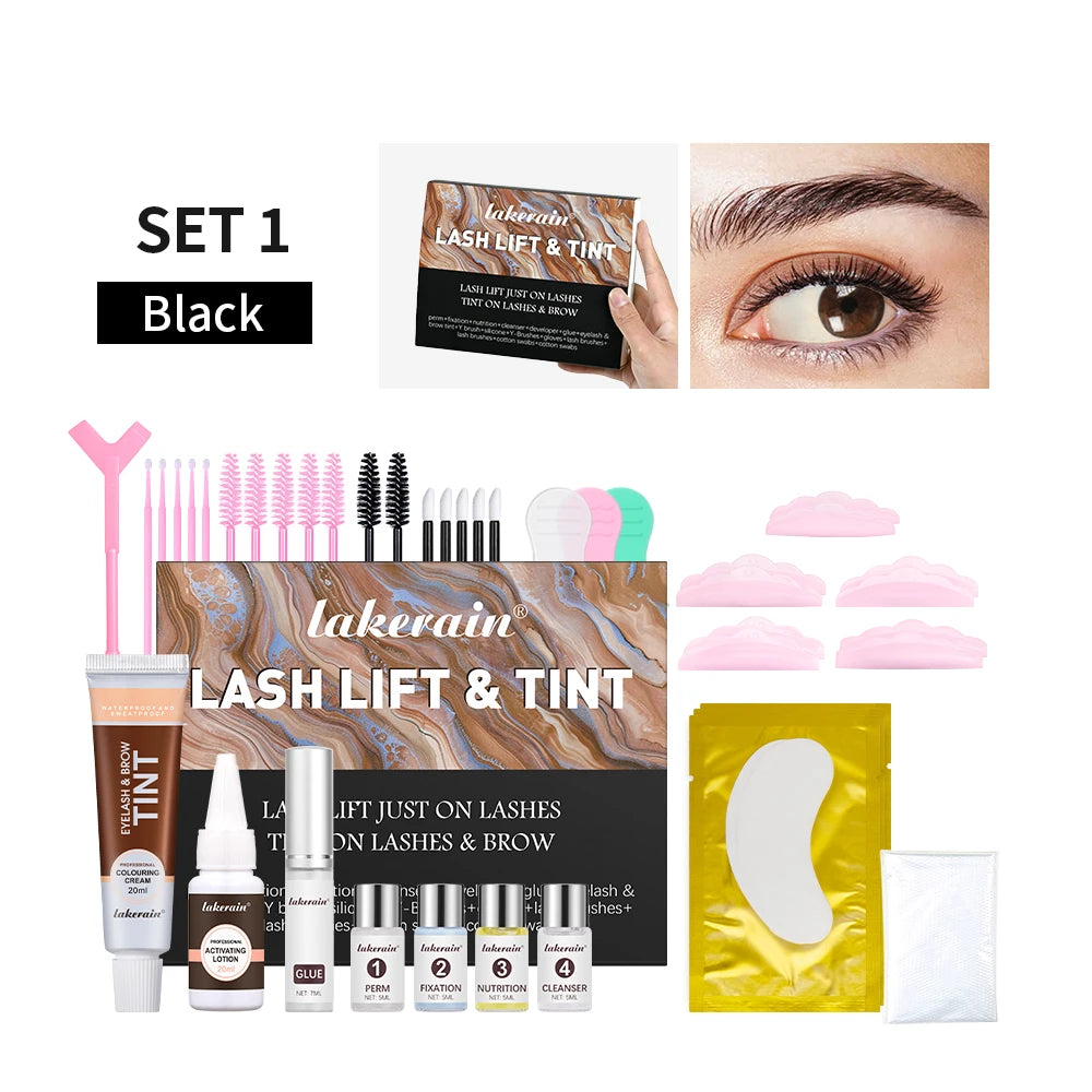 Professional Eyelash Perm & Tint Kit Black Brown Eyebrow Lamination Lash Lifting Curling Set Home Salon DIY Beauty Makeup Tools Pro