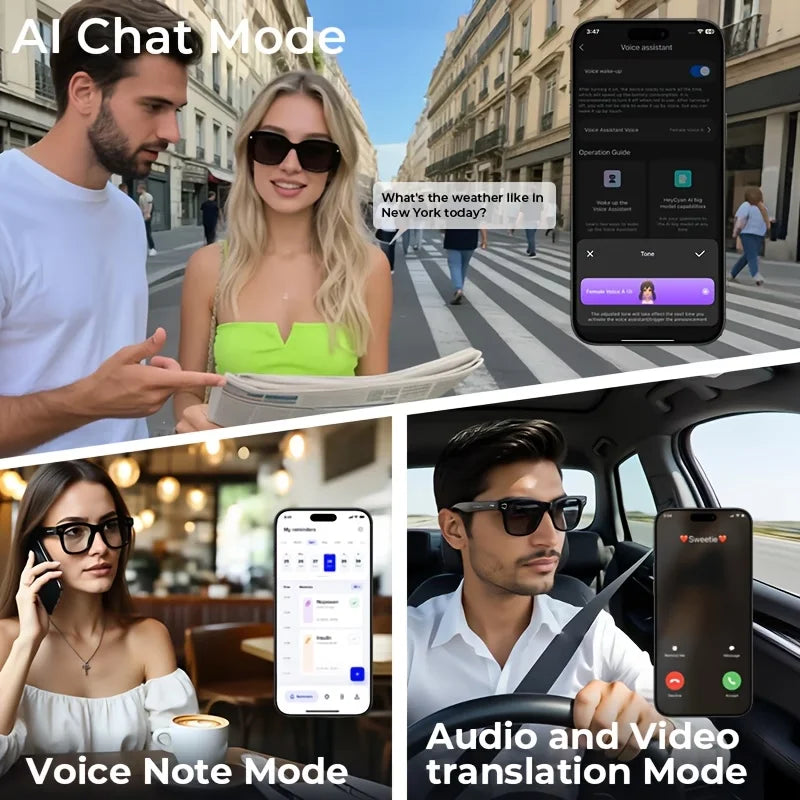 Giinova AI Smart Video Glasses With Camera For 8MP Photos