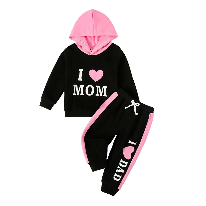 Cathery Kids Heart Print Hoodie and Sweatpants Set